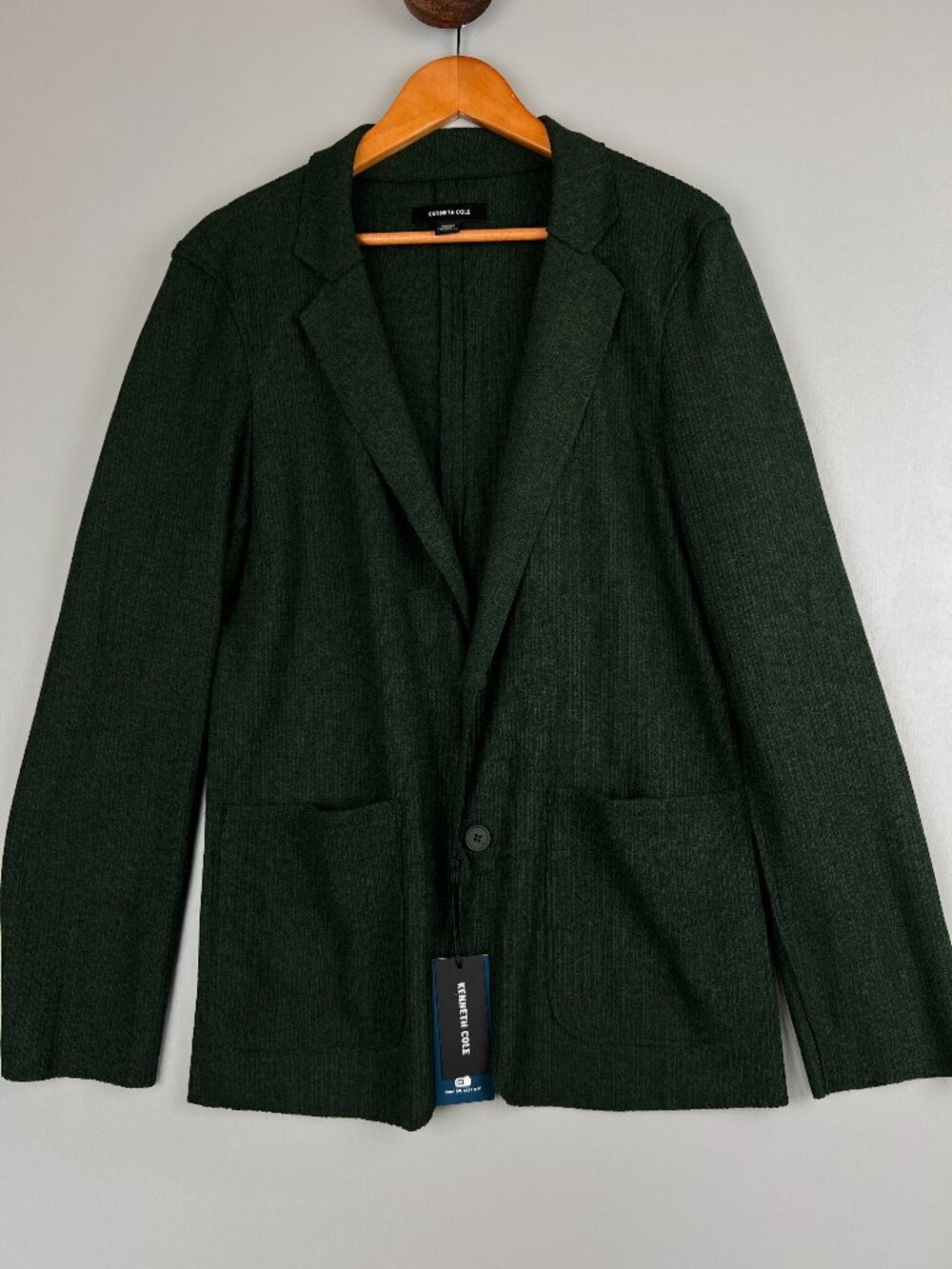 Kenneth Cole Men’s Knit Tailored Blazer Jacket Dark Green Size M NWT $195